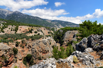 Fototapeta na wymiar Mountains of Aradena Gorge, Crete island