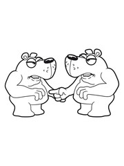maliciously accuse team 2 friends contentious fight mad angry bear comic cartoon funny grim grizzly teddy bear