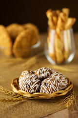 Biscuits and wheat ears on the table