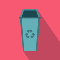Open trash can icon, flat style