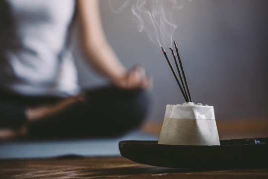 Incense Burning In Yoga Studio