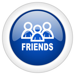 friends icon, circle blue glossy internet button, web and mobile app illustration