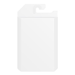 White Product Package Box Blister With Hang Slot. Illustration Isolated On White Background. Mock Up Template Ready For Your Design. Product Packing Vector EPS10