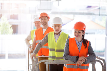 Modern building and workers