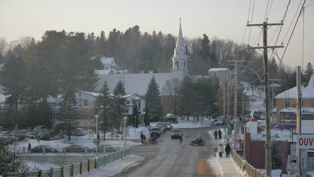 Typical Canadian village during winter.