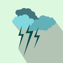 Cloud with lightnings icon, flat style