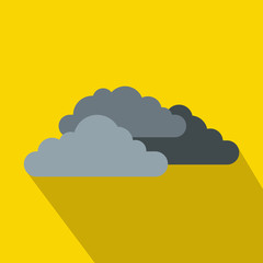 Dark storm clouds icon, flat style