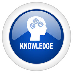 knowledge icon, circle blue glossy internet button, web and mobile app illustration
