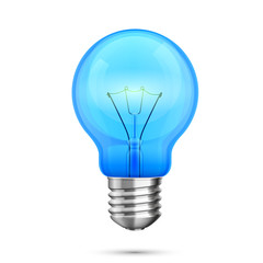 Lamp idea icon, object blue light, Vector illustration
