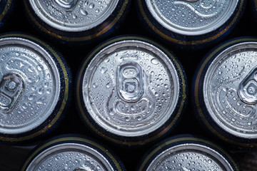 Silver color fresh and cold beer can tops