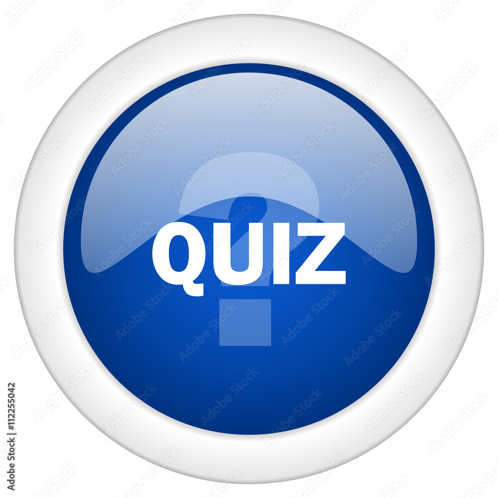 Poster quiz icon, circle blue glossy internet button, web and mobile app illustration