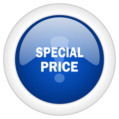 special price icon, circle blue glossy internet button, web and mobile app illustration