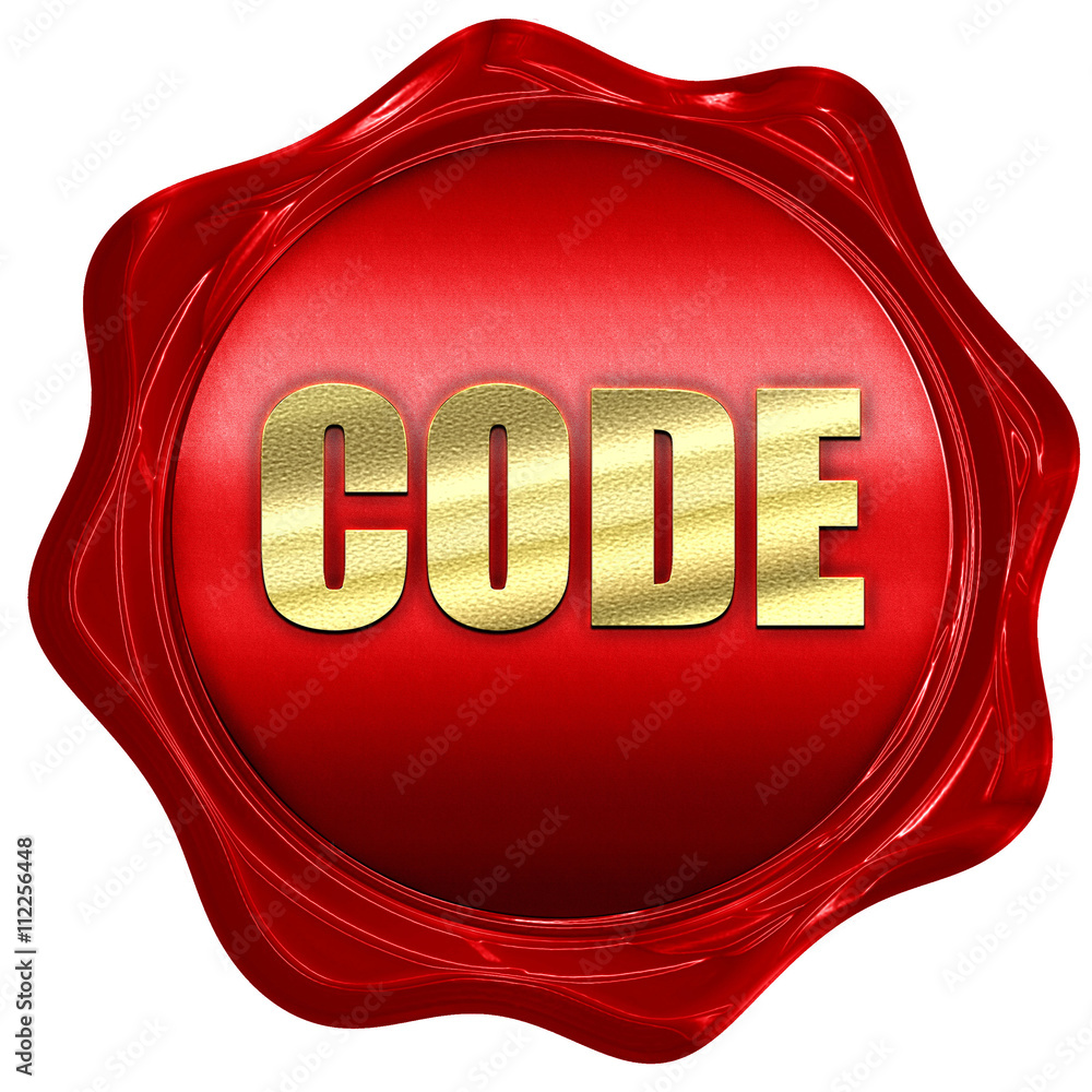 Poster code, 3d rendering, a red wax seal