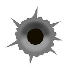 Vector modern bullet hole on white background