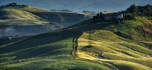 Foggy morning in the tuscan countryside