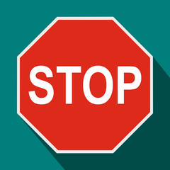 Red syop sign icon, flat style