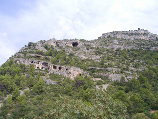Fototapeta na wymiar A mountain with many caverns