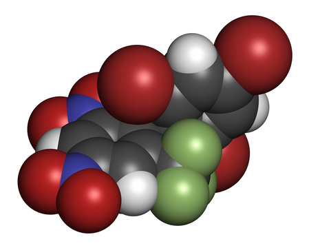 Bromethalin rodenticide molecule (rat poison). 3D rendering. 