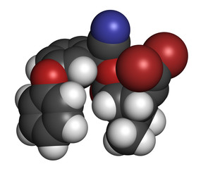 Deltamethrin insecticide molecule (synthetic pyrethroid).