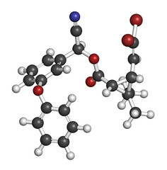 Deltamethrin insecticide molecule (synthetic pyrethroid). 