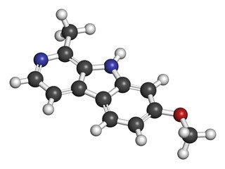 Harmine alkaloid molecule. Herbal inhibitor of monoamine oxidase.