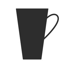 Coffee, tea cup. Mug for drinks. Black silhouette mugs, dishes.