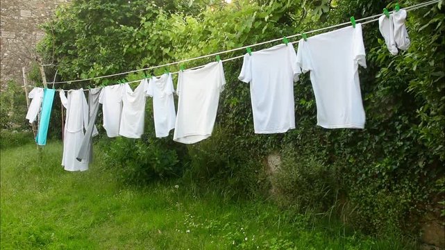 laundry hanging out to dry outdoors