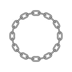 The letter O, in the alphabet chain set black and white color isolated on white background