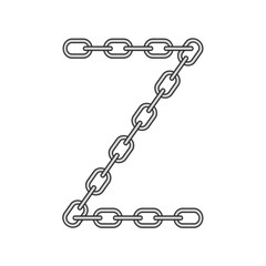 The letter Z, in the alphabet chain set black and white color isolated on white background