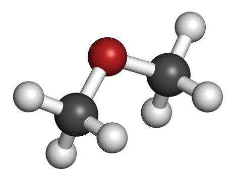 Dimethyl ether (methoxymethane, DME) molecule. 3D rendering. 