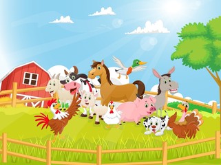 Obraz na płótnie Canvas Illustration of Farm Animals cartoon