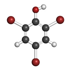 Tribromophenol (TBP, 2,4,6-Tribromophenol) molecule.