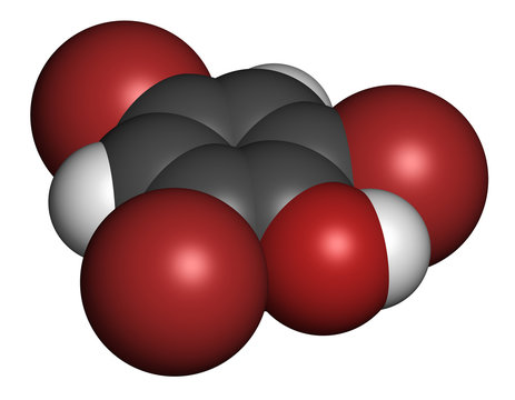 Tribromophenol (TBP, 2,4,6-Tribromophenol) molecule. 