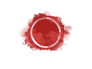 Aquarell Farbfleck in rot mit weißem Kreis in der Mitte, hochauflösende Illustration für kreative Designhintergründe