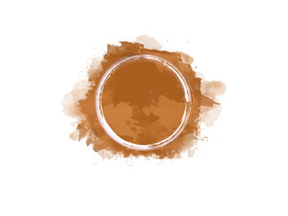 Aquarell Farbfleck in orange mit weißem Kreis in der Mitte, hochauflösende Illustration für kreative Designhintergründe