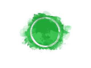 Aquarell Farbfleck in grün mit weißem Kreis in der Mitte, hochauflösende Illustration für kreative Designhintergründe