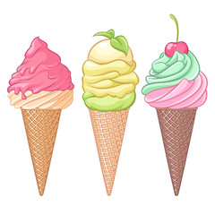 Set of colorful ice-cream. Vector illustration isolated on white background.