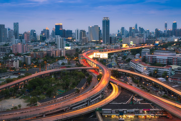 Fototapeta na wymiar Bangkok city at dusk, Thailand.