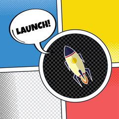 rocket ship launch theme vector art illustration