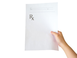 pharmacist with prescription isolated on white background