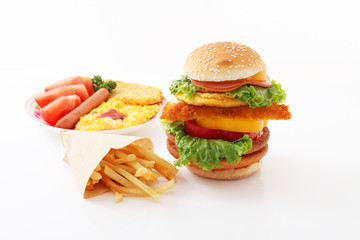 美味しそうなハンバーガーセット