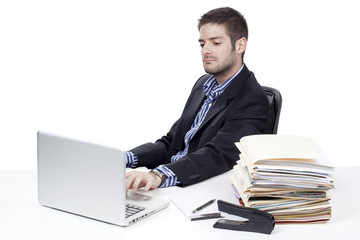 businessman working on a laptop.