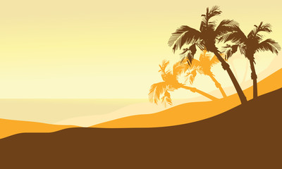 Silhouette of beach summer at the morning