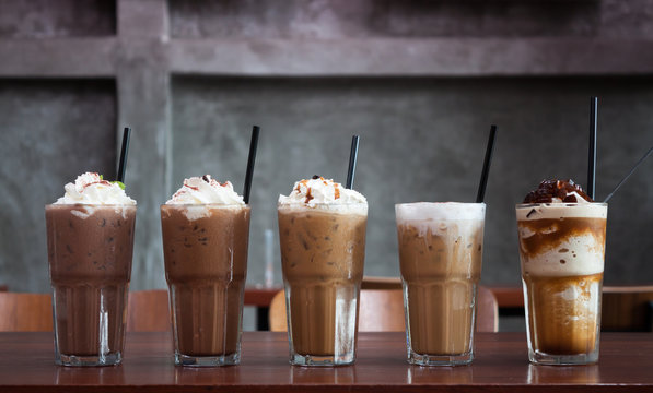 Five different kind of iced coffee