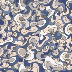 abstract waves grey blue beige seamless pattern