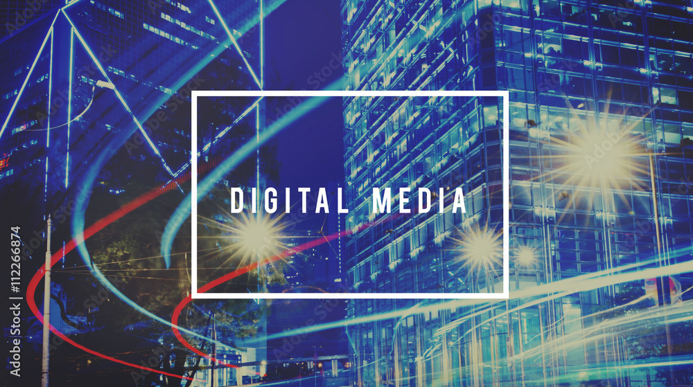 Aufkleber digital media network global communication social networking con