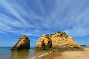 Great view of a Praia da Rocha in Portimao. Algarve region. Portugal.