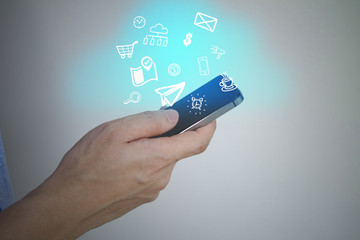 application software icons  on digital mobile,  business concept