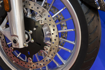 Motorcycle wheel closeup