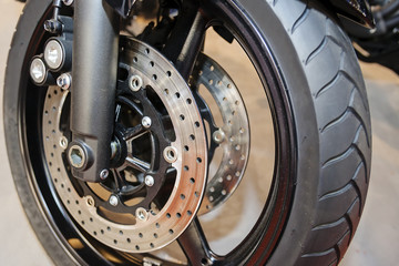 Motorcycle wheel closeup